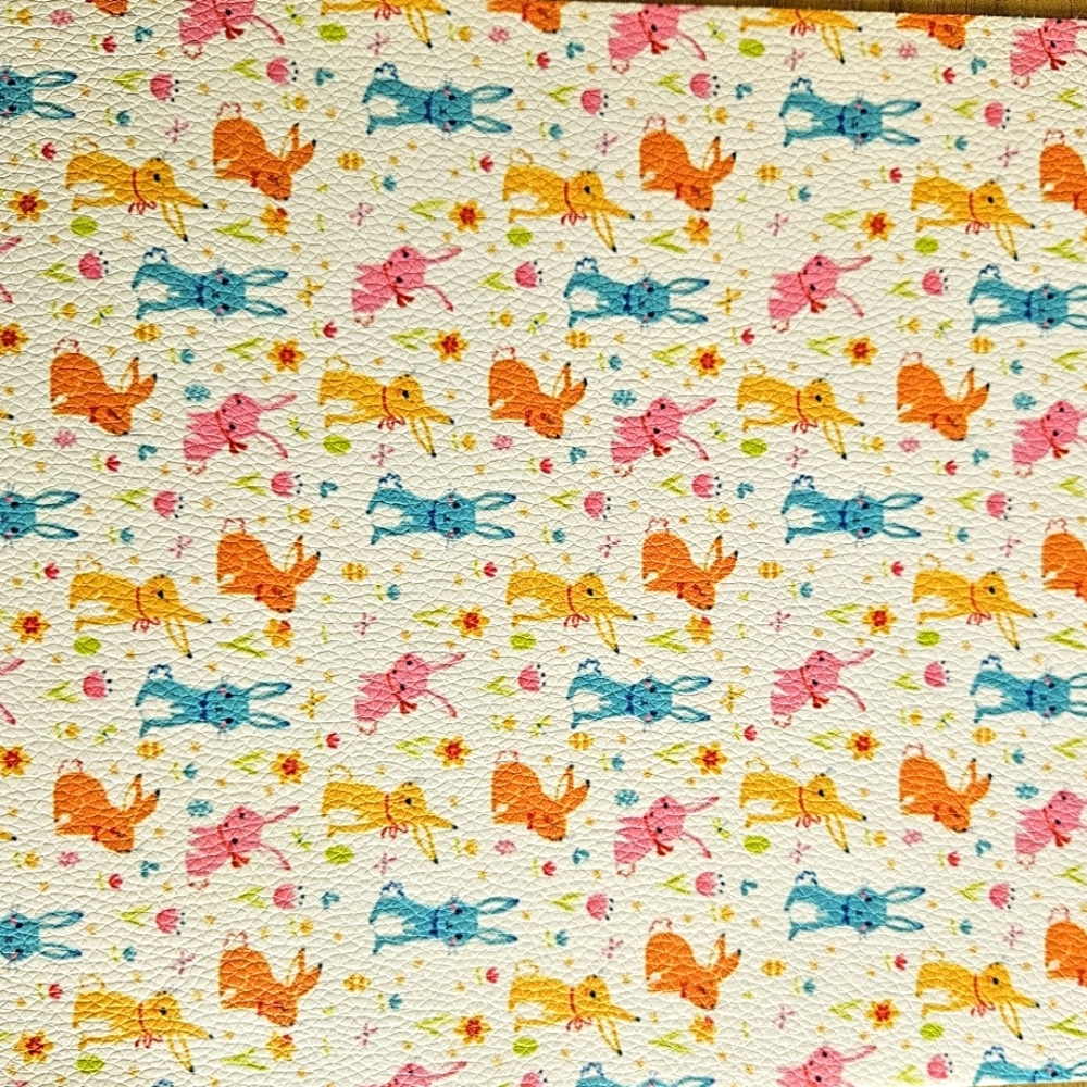 Colorful Bunny Faux Leather